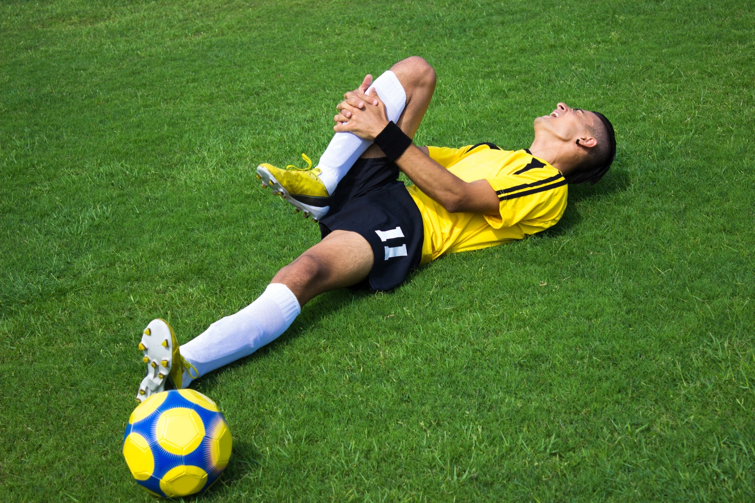 Sports Injury Rehabilitation 2 footballer injured on the pitch