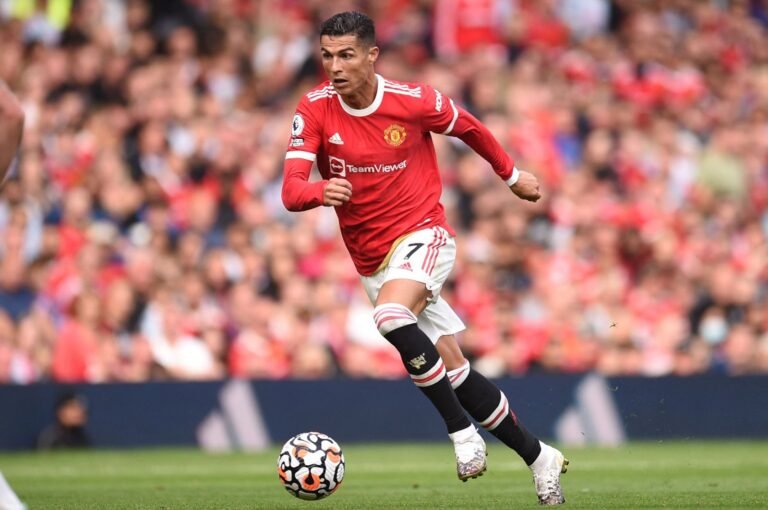 Cristiano Ronaldo at manchester united running with the ball