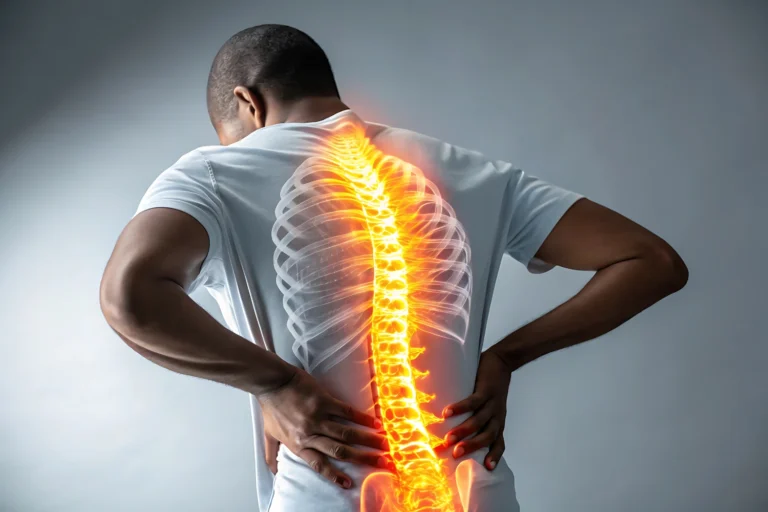 Picture of a man at his sports massage for back pain session