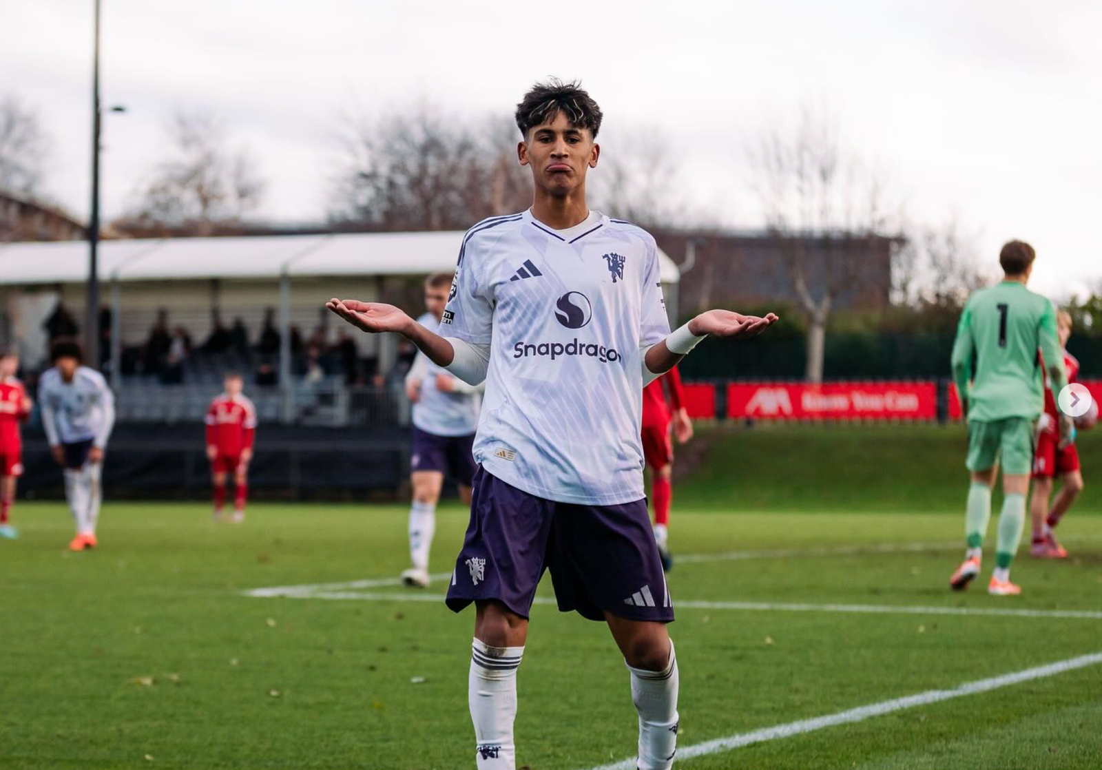 JJ celebrating his Hat-Trick vs Liverpool U18s -- Photo taken from @jjnr10 instagram