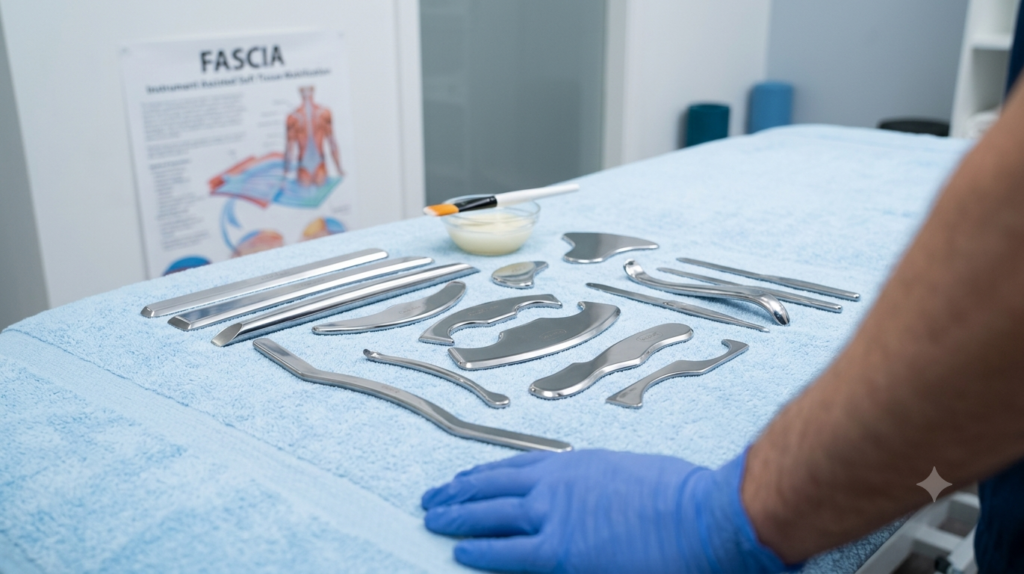 3 Proven IASTM Benefits Sports Injury Recovery 3 Professional stainless steel IASTM tools for fascia release and sports injury recovery used at Hekas Sport Therapy.