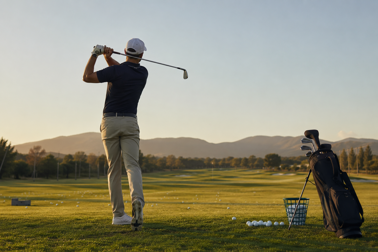 Swing Into Action: Why Golfers Need Professional Care at Hekas Sports Therapy 1 Golfer practicing swing on a course for golf injury prevention at Hekas Sports Therapy